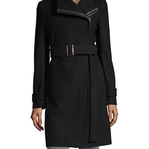 Calvin Klein Black Belted Pea Coat